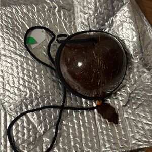 Brown Coconut Shell Crossbody Bag